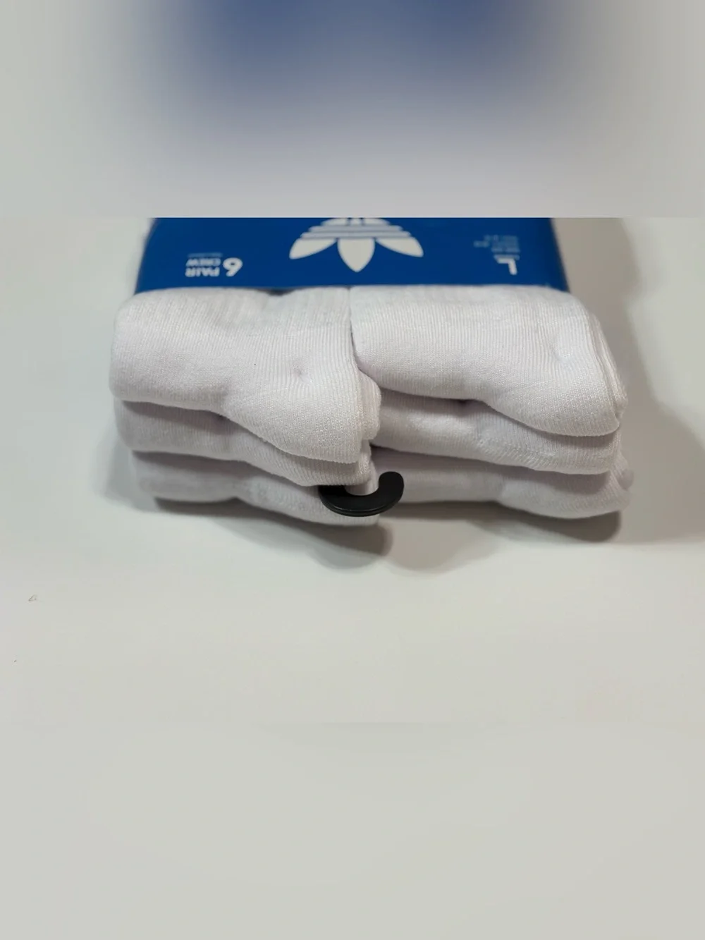 adidas Originals White Crew Socks 6-Pack with Black Trefoil